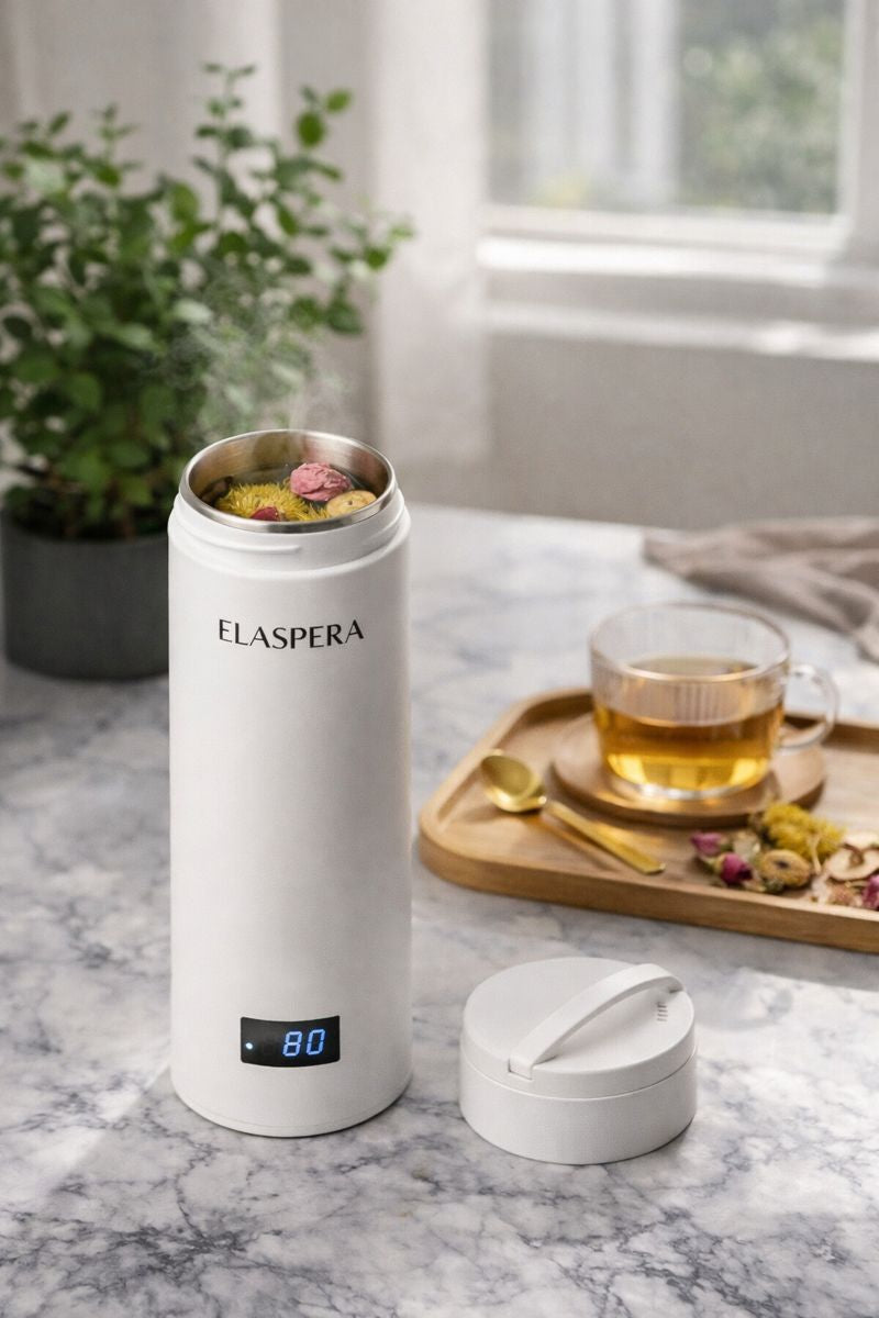 Travel Essentials | Electric Kettle with Intelligent Temperature Control & Double-Walled Design for Safe Hot Beverages