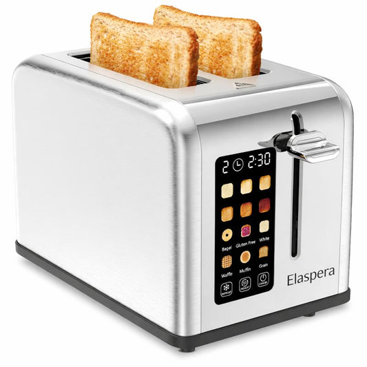 2 Slice Toaster with Touchscreen - Extra Wide Slot Toaster with 7 Shade Settings, Bagel, Defrost & Reheat Functions for Bread, Bagels, Waffles