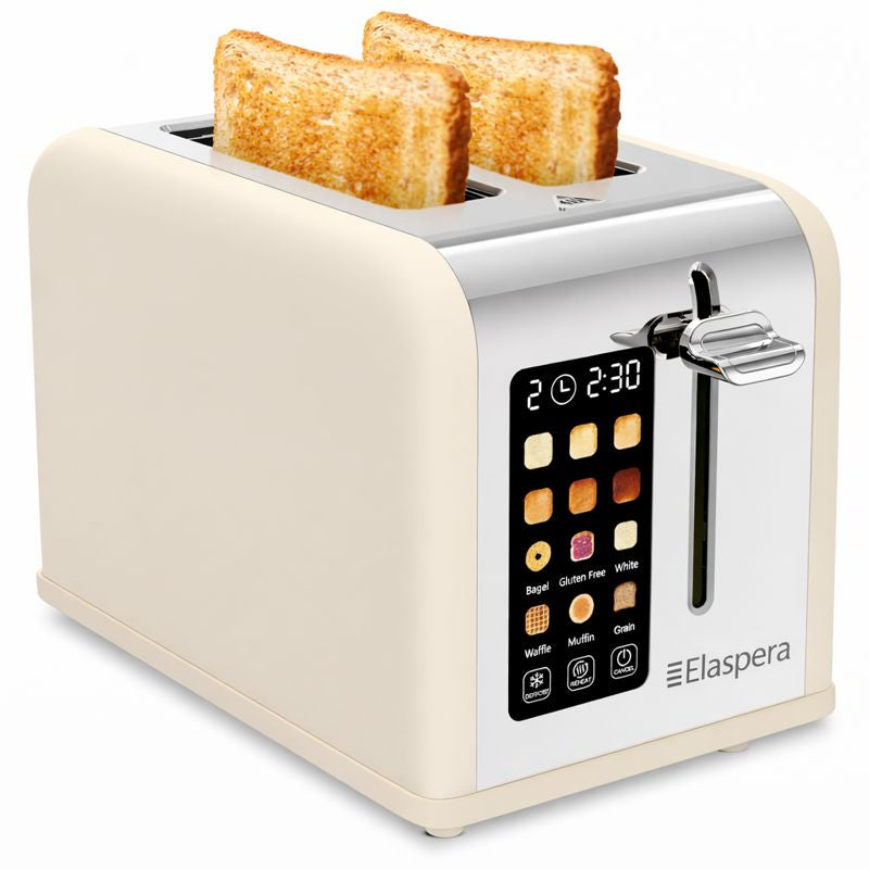 2 Slice Toaster with Touchscreen - Extra Wide Slot Toaster with 7 Shade Settings, Bagel, Defrost & Reheat Functions for Bread, Bagels, Waffles