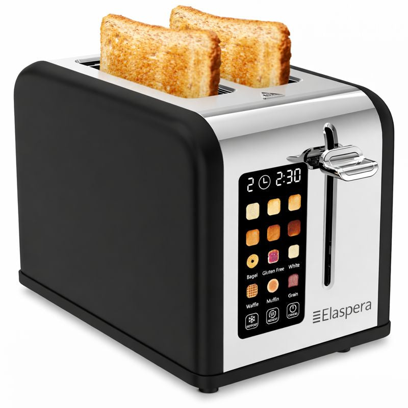 2 Slice Toaster with Touchscreen - Extra Wide Slot Toaster with 7 Shade Settings, Bagel, Defrost & Reheat Functions for Bread, Bagels, Waffles