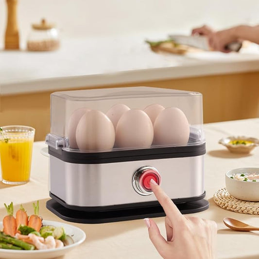Kitchen Essentials | Electric Egg Cooker for 6 Eggs with Multifunctional Cooking ? Compact Design for Perfect Boiled, Poached & Scrambled Eggs 0