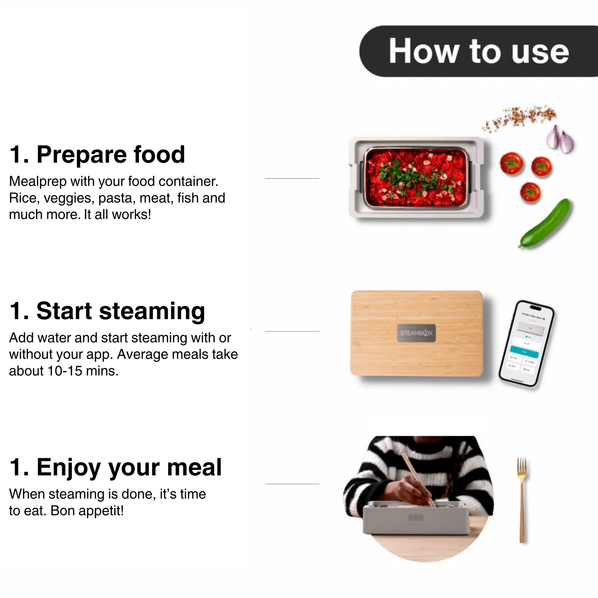 Steambox | Electric Food Steamer with Instant Heat & Compact Design for Effortless Cooking 5