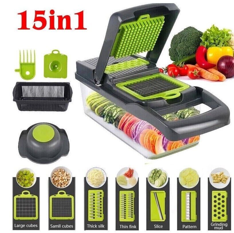 Versatile 15-in-1 Vegetable Chopper with Spiral Cutter & Non-Slip Base for Effortless Meal Prep 2