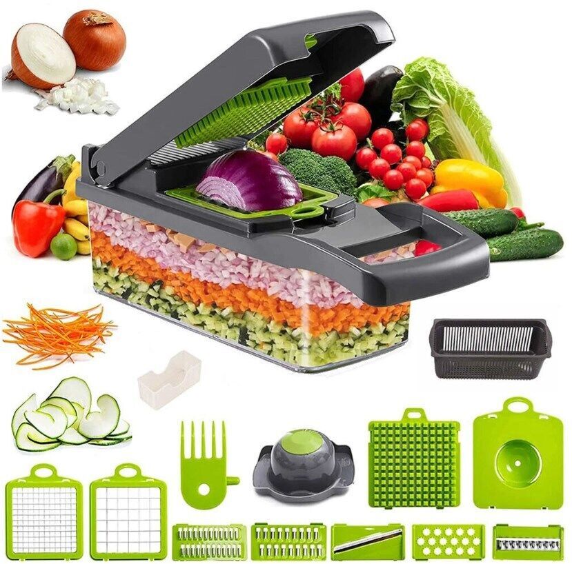 Versatile 15-in-1 Vegetable Chopper with Spiral Cutter & Non-Slip Base for Effortless Meal Prep 7
