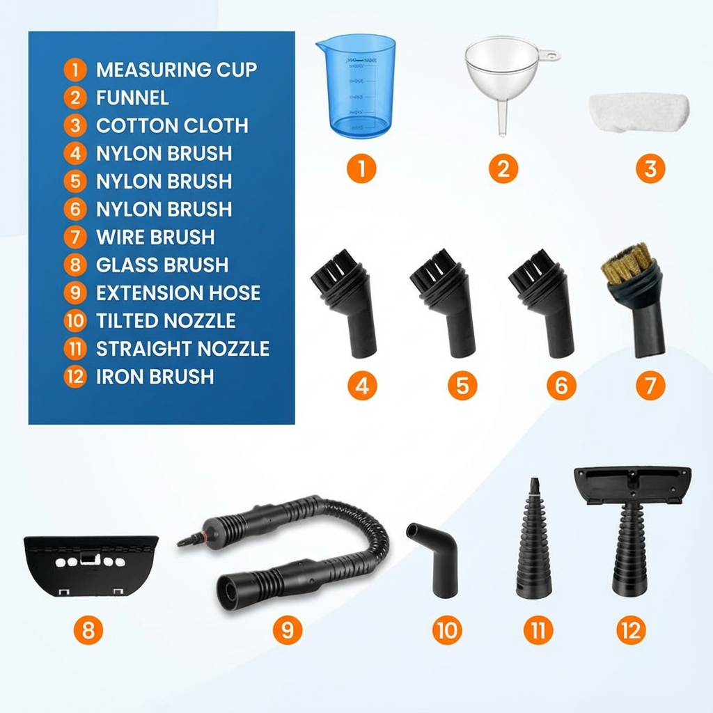 Handheld Steam Cleaner 1200W - Multi-Surface Pressurized Steamer with 10 Accessories for Kitchen, Bathroom, Car & Floor Cleaning