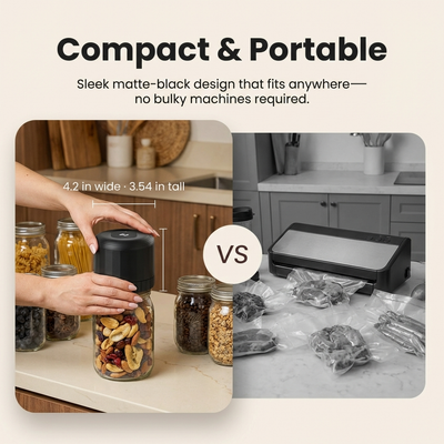 Elaspera VakuSeal One™ | One-Touch Vacuum Sealer That Keeps Food Fresh 5X Longer