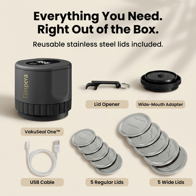 Elaspera VakuSeal One™ | One-Touch Vacuum Sealer That Keeps Food Fresh 5X Longer